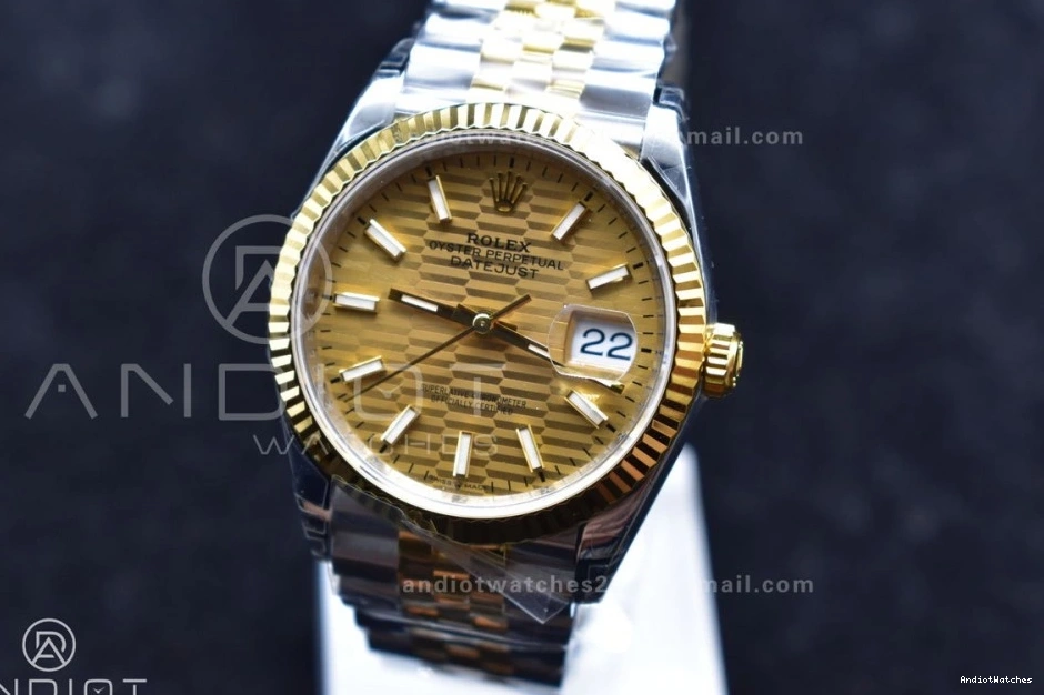 DateJust Bracelet VSF YG Steel 592 SS 904L on Elegant Gold 1:1 Best Jubilee 126231 Textured Edition Dial 36 VS 0705